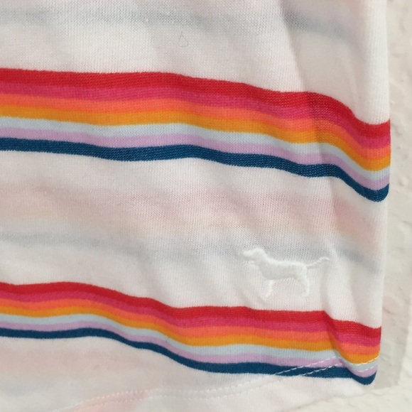 Pink Victoria’s Secret Crew Tee White Rainbow New - Picture 5 of 9